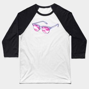 Blue sunglasses with pink sky lenses Baseball T-Shirt